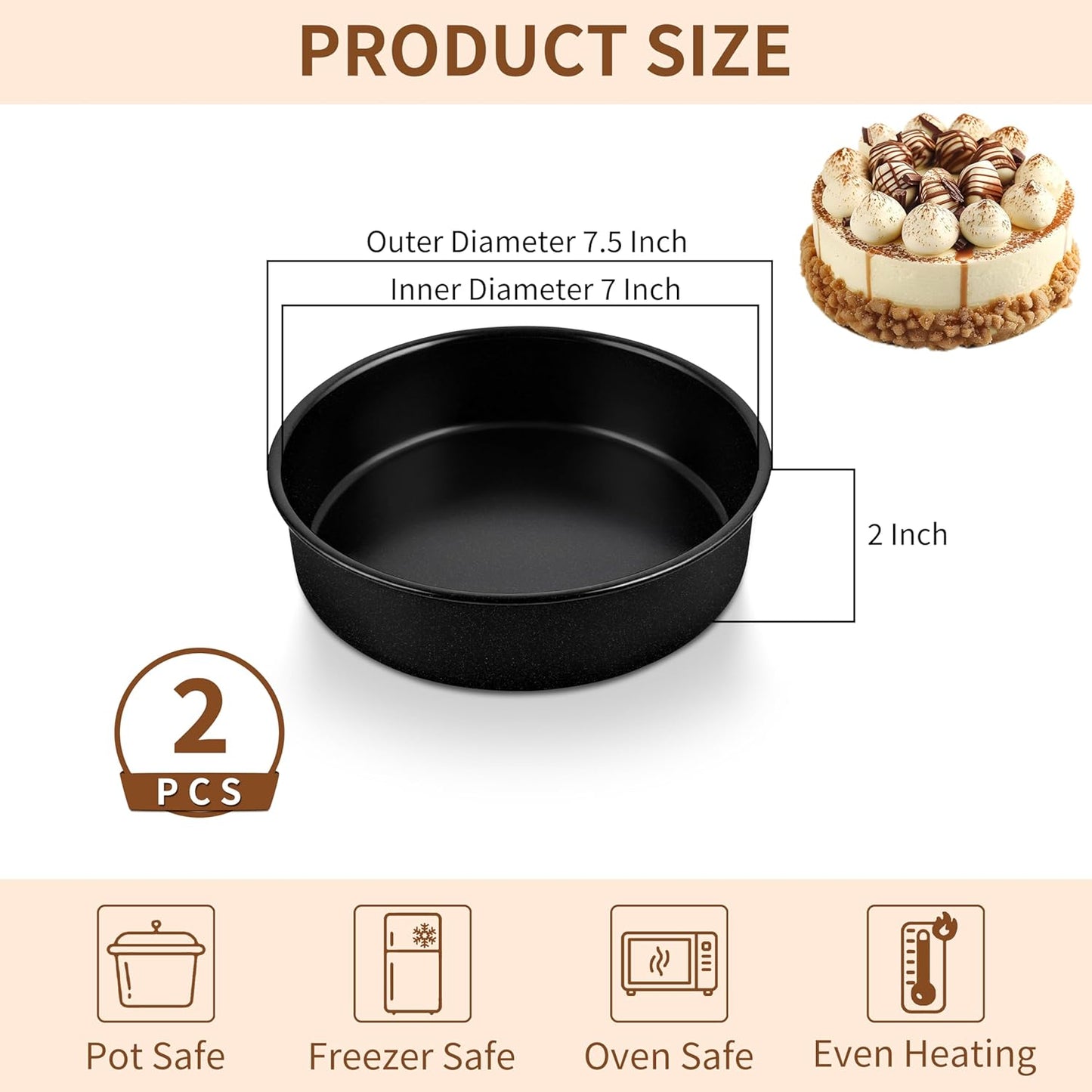 Juego de 2 moldes antiadherentes redondos para tartas de nivel P&P CHEF