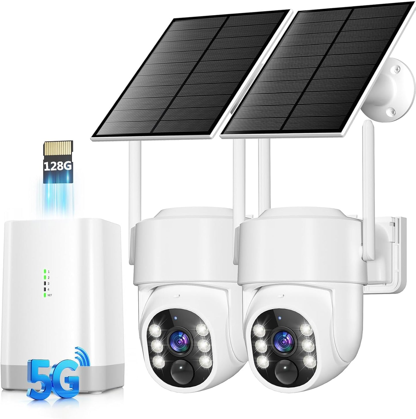Cámaras seguridad inalámbricas 4MP PTZ 360° WiFi solar 128GB