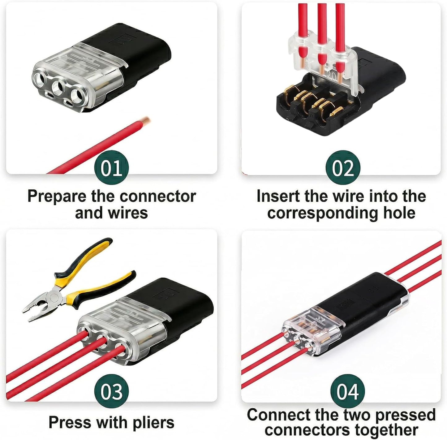 30 Conectores Doble Cable 3 Pines LED Bajo Voltaje