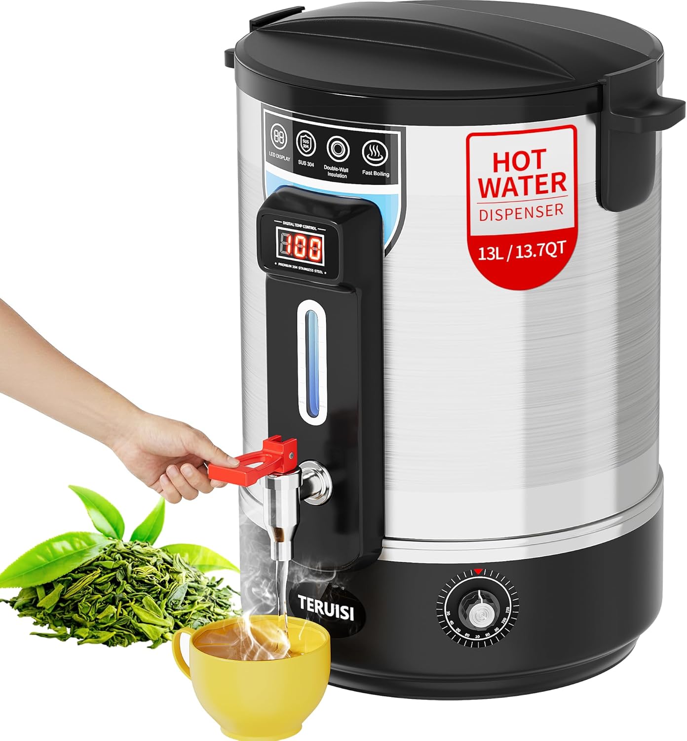 Caldera eléctrica dispensador agua caliente 13L 1500W acero inox