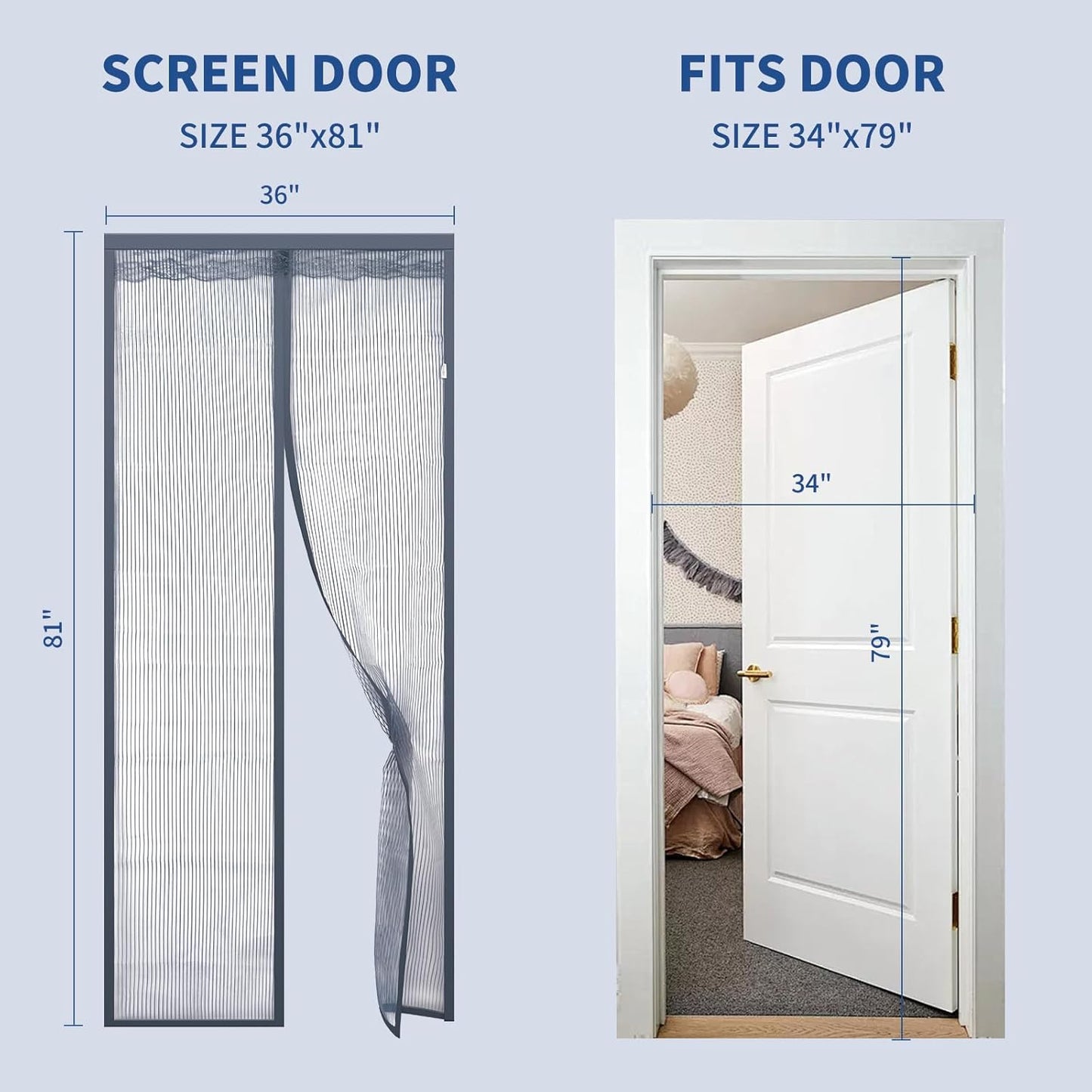 Malla magnética puerta resistente gris 36x81pulg