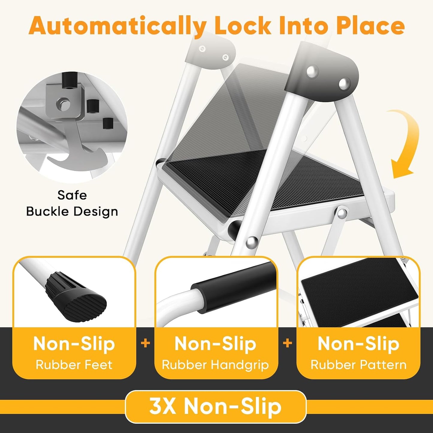 Escalera plegable 4 escalones acero carga 330lb