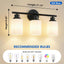 Lámpara baño 3 luces pantalla vidrio lechoso E26