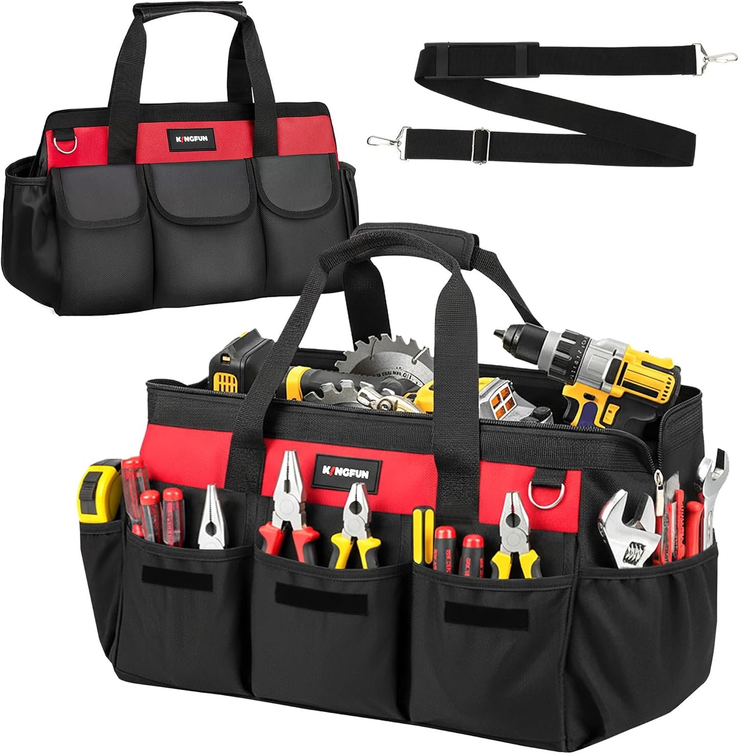 Bolsa herramientas 16pulg 14 bolsillos rojo
