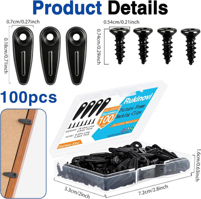 Clips para marco fotos 100 pzas plástico negro