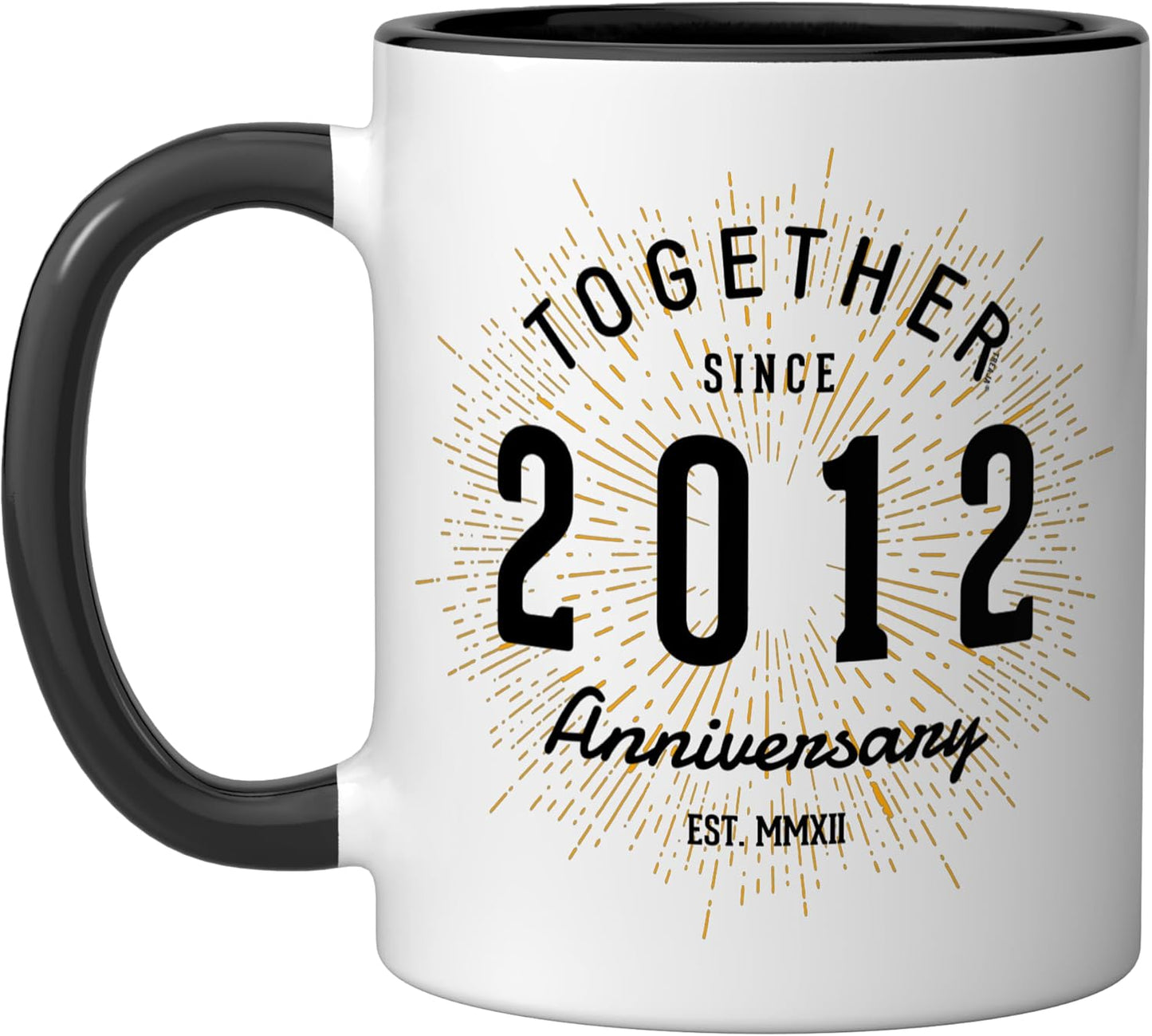Taza cerámica vintage estilo black/white aniversario 2012