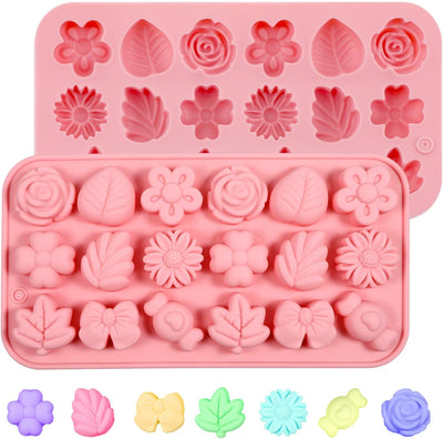 2 Moldes Silicona Flores para Dulces Gelatina Cupcakes