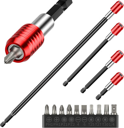 Set 4 extensiones broca 2-3/8, 4, 6 y 12 pulg con soporte magnético