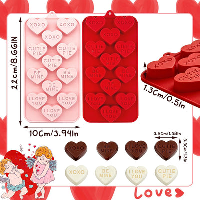 Molde de silicona de corazón para San Valentín, 2 piezas