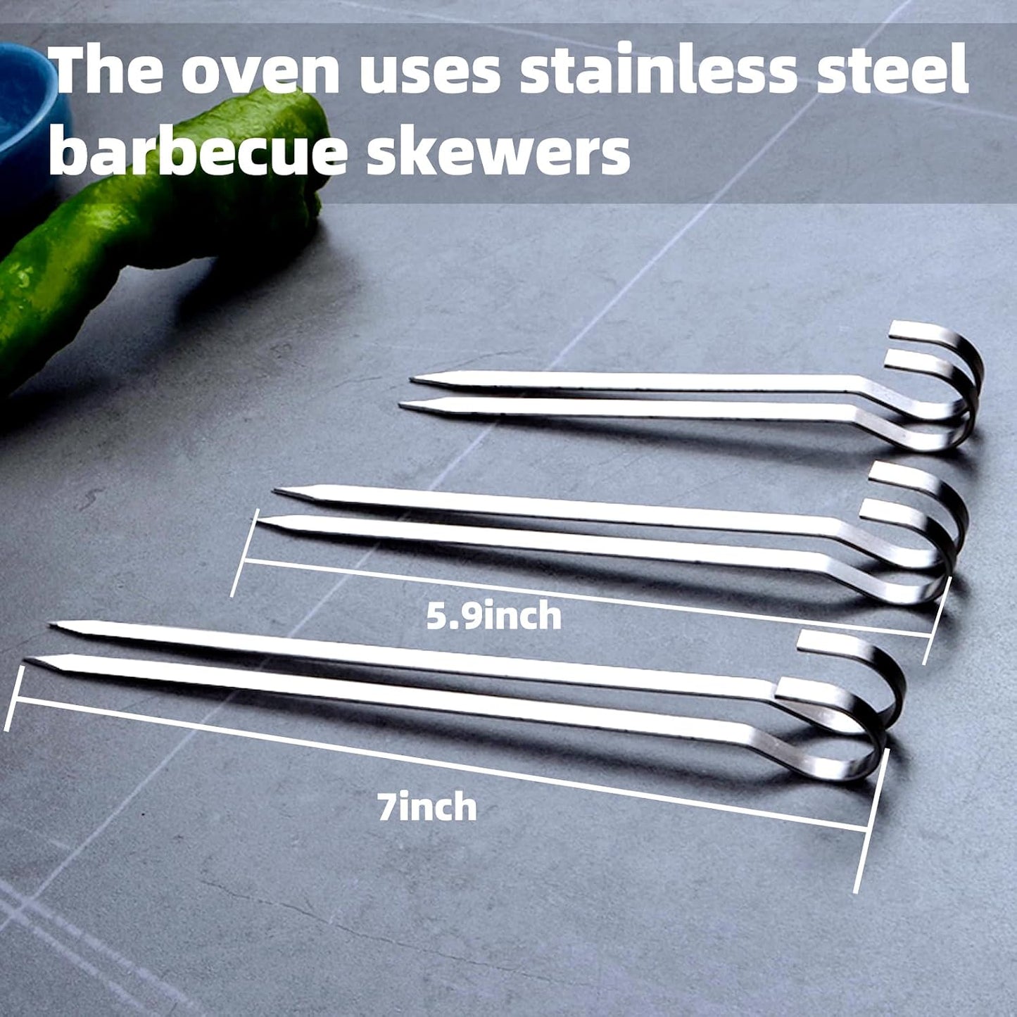 40 Brochetas Acero Inox 7pulg para Barbacoa con Caja
