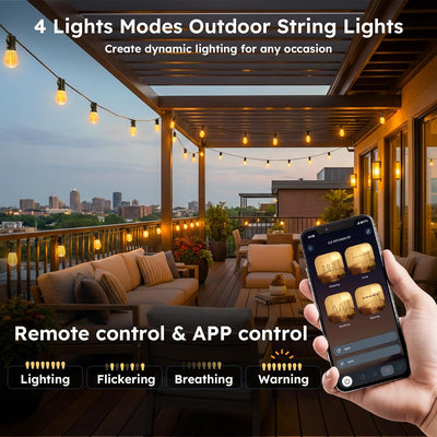 Tira luces LED patio 200ft impermeable control remoto