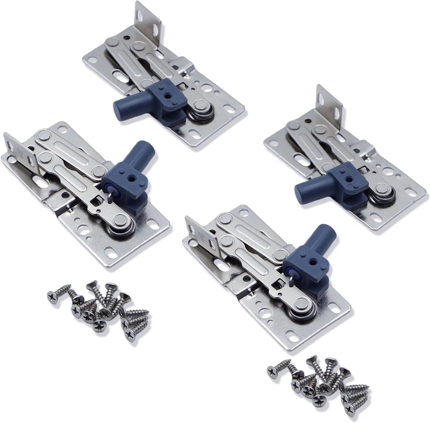 Set 4 bisagras pivot silenciosas cocina baño plata