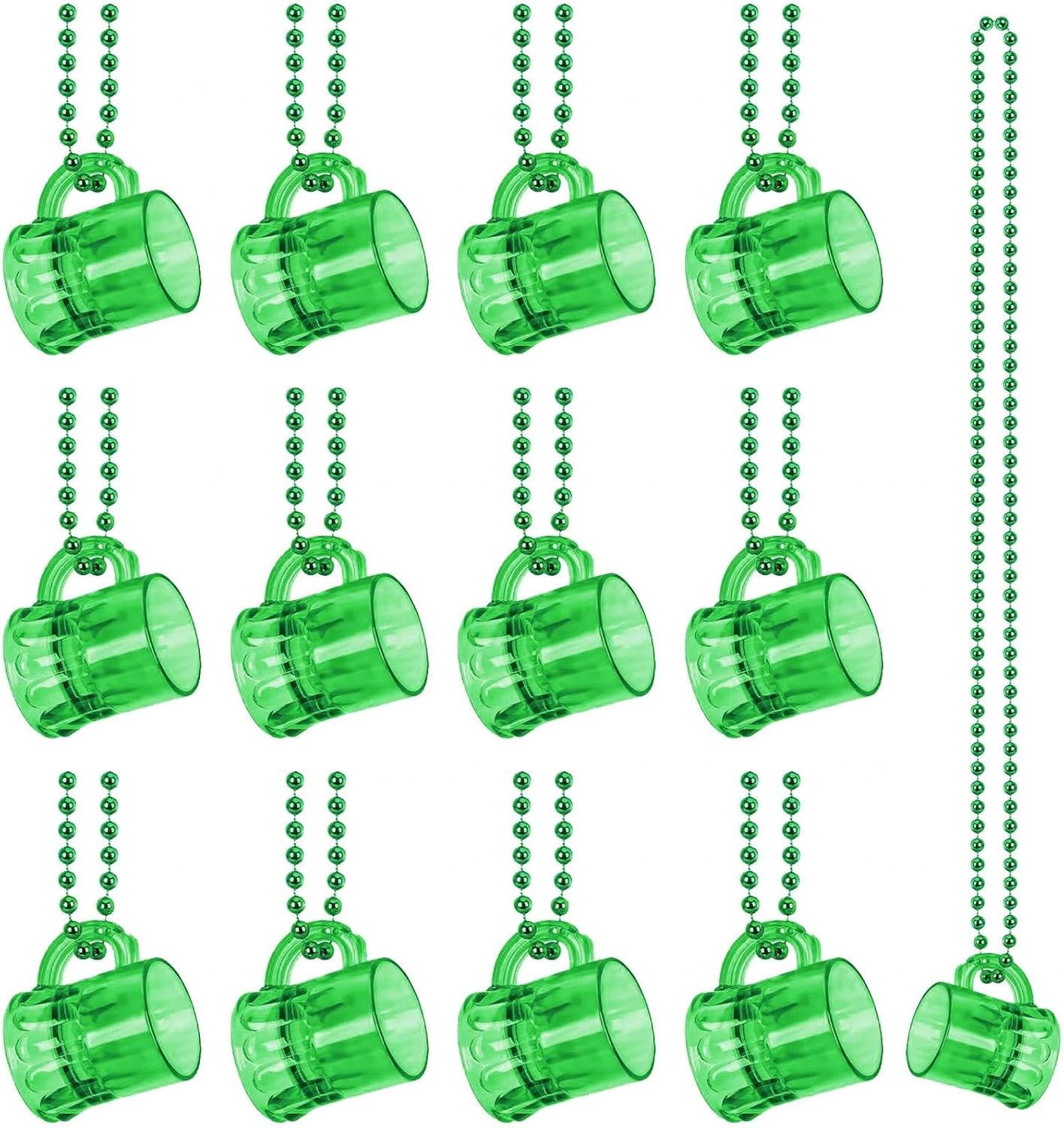 Collares de cuentas de San Patricio con vaso de chupito verde para fiesta irlandesa