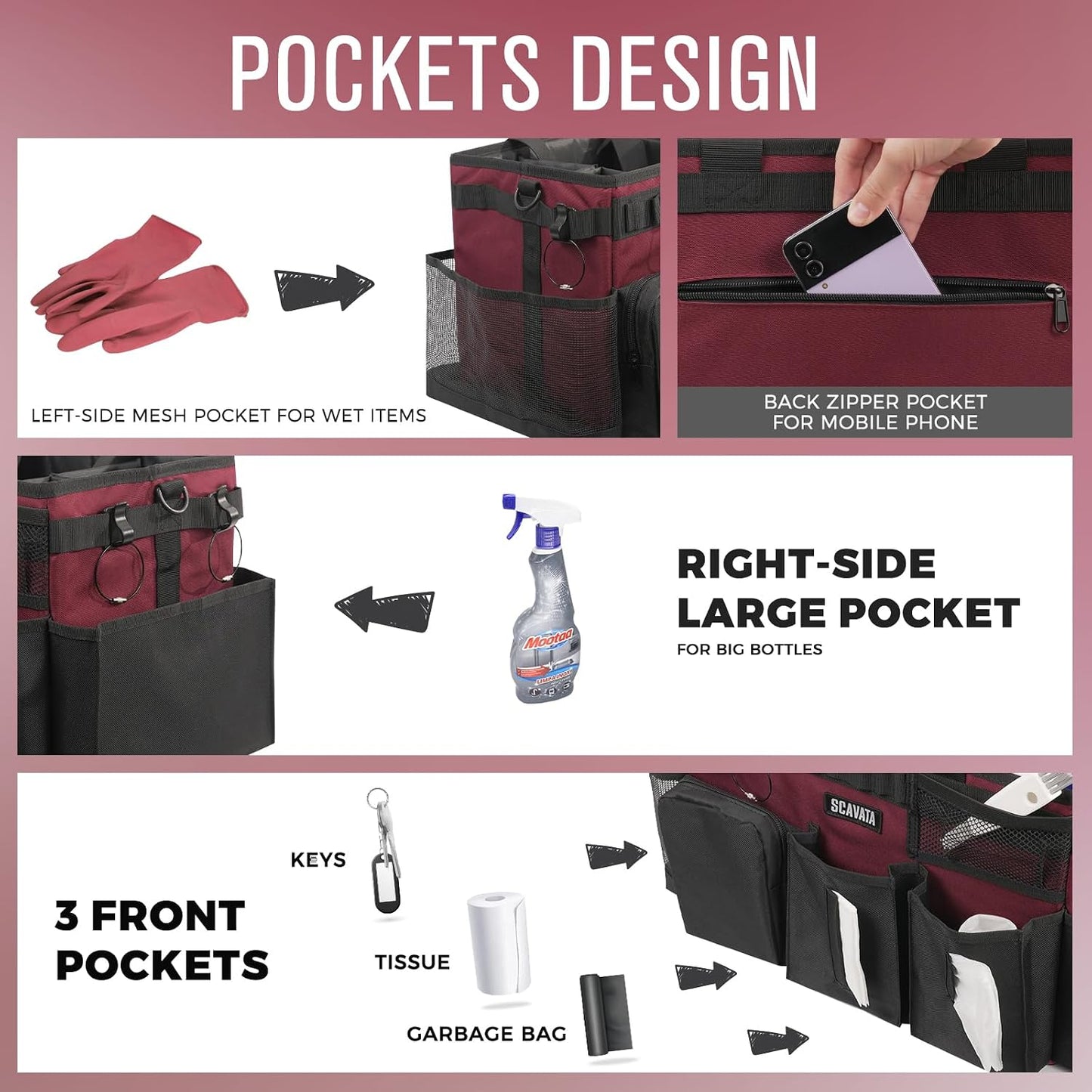 Bolsa limpieza portátil con asa y correas