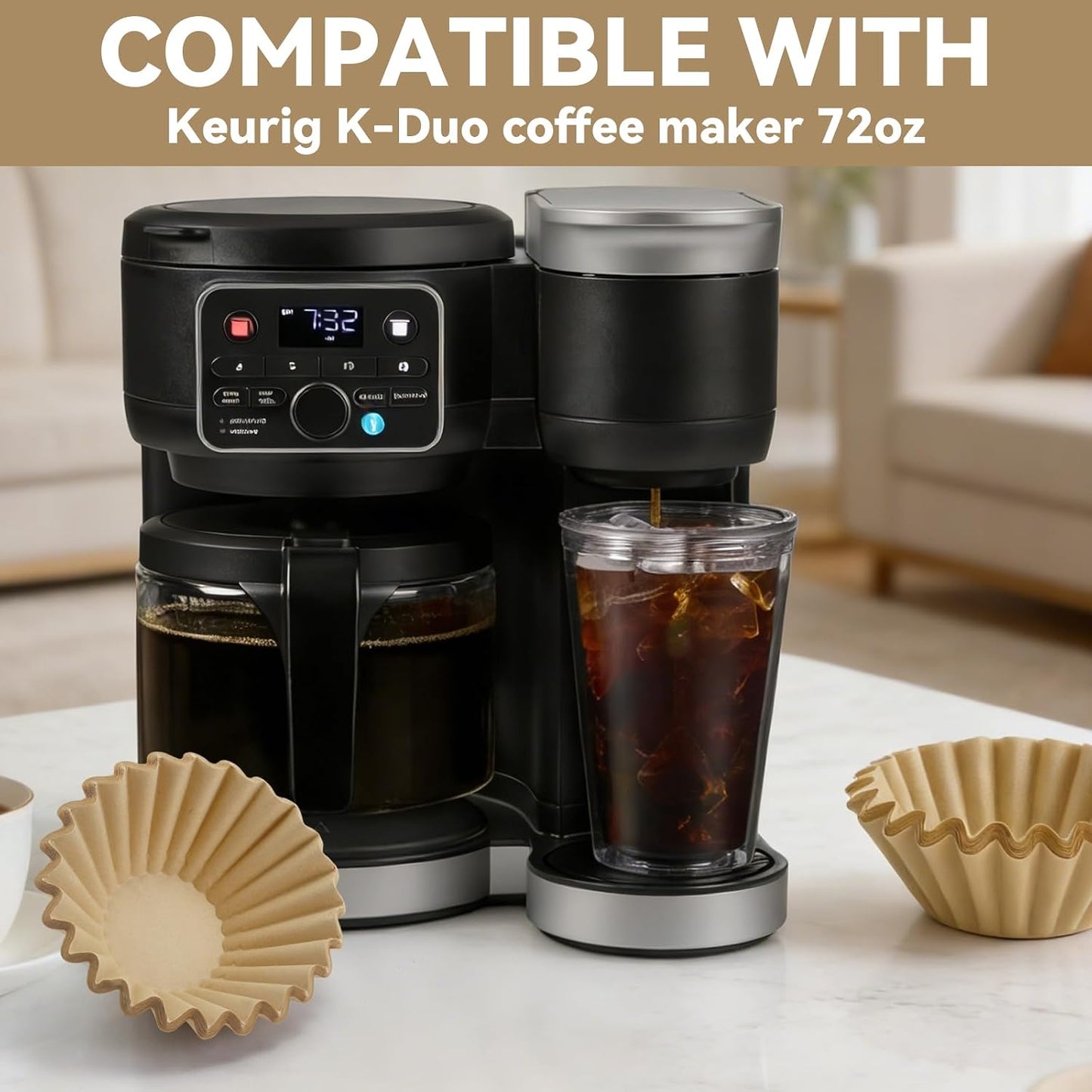 Filtros café papel comp Keurig Duo 200 pzas tazón profundo