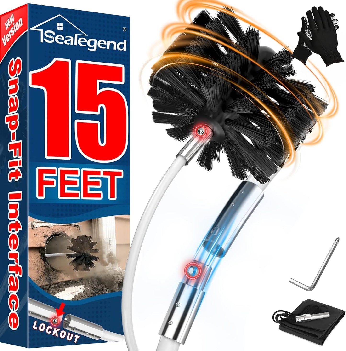 Kit limpieza tubo ventilación secadora 15ft cepillo flexible