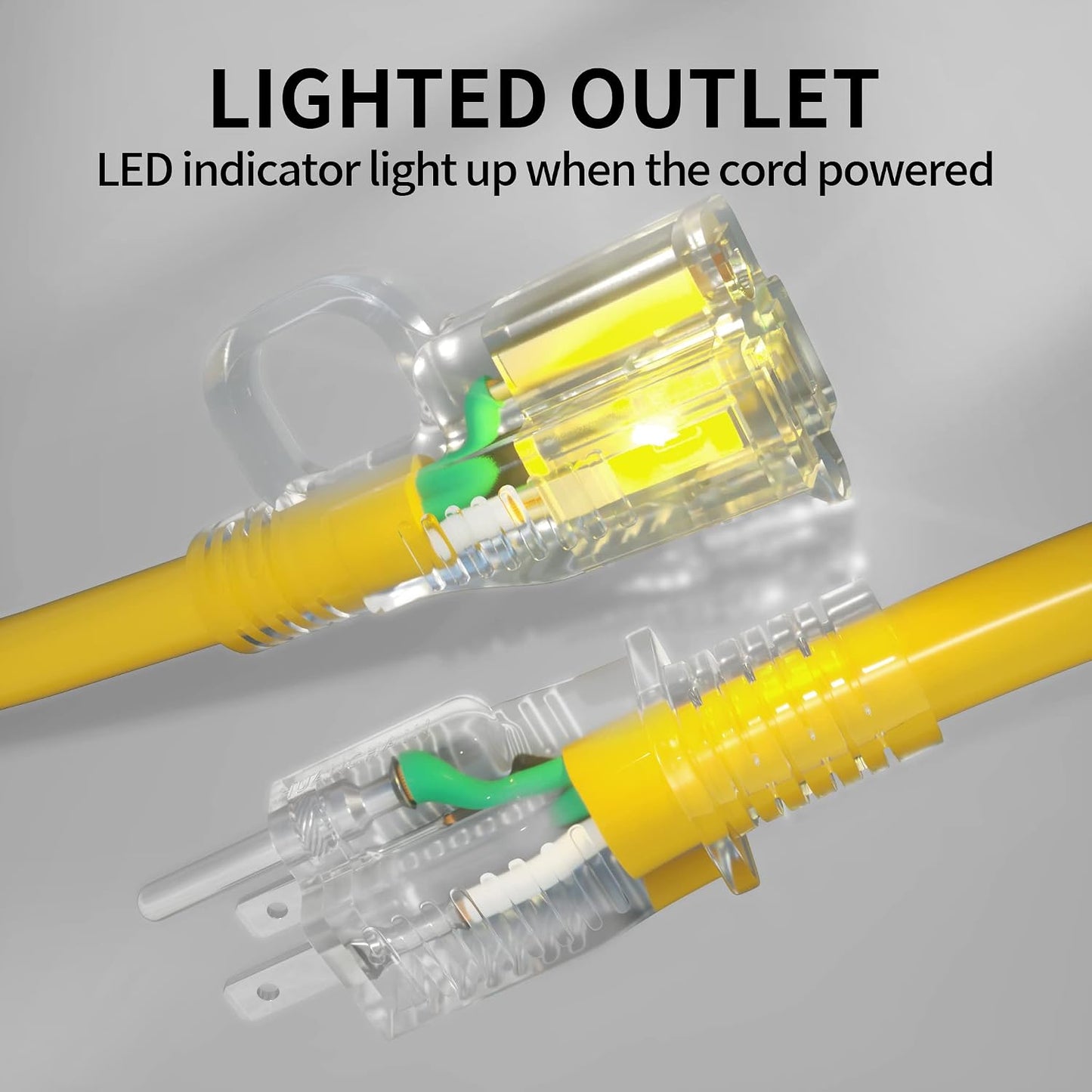 2 Cables Extensión Exterior 100ft 12/3 15A Amarillo