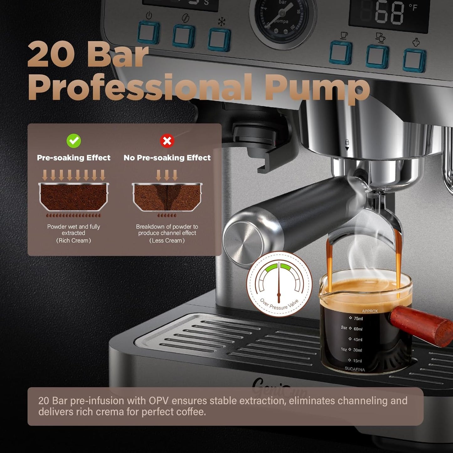 Cafetera Espresso Todo en Uno 20 Bar Control Temperatura
