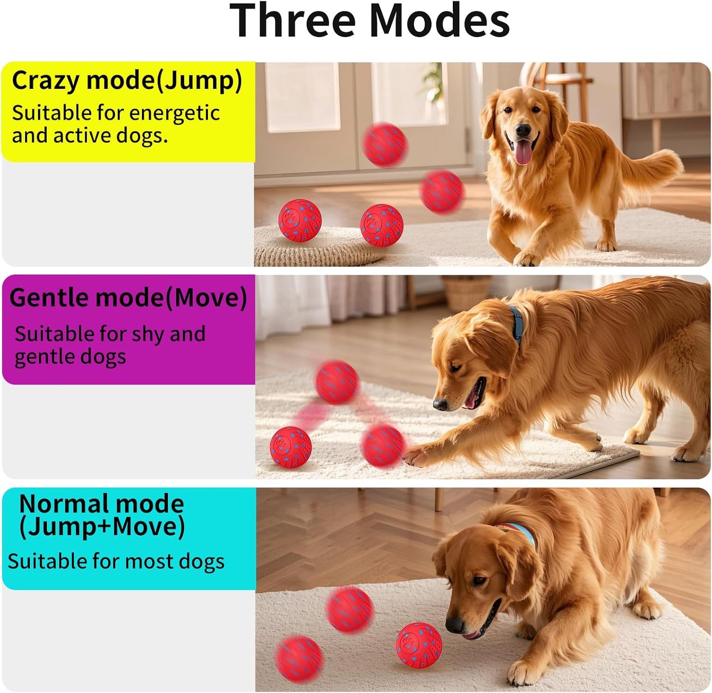 Juguete perros masticadores E-TPU sensor movimiento 3 modos rojo