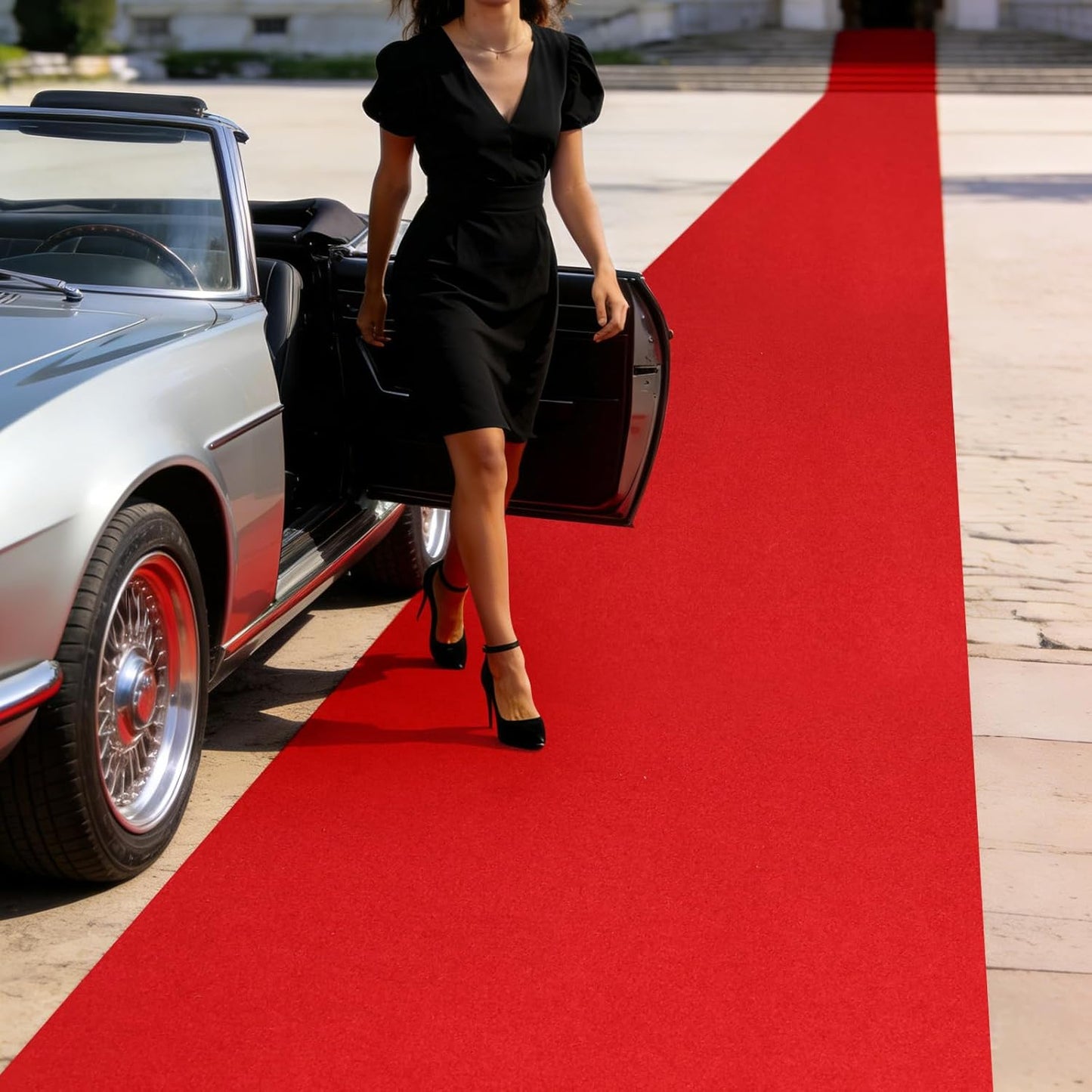 Alfombra roja pasillo 3x15ft antideslizante goma reutilizable