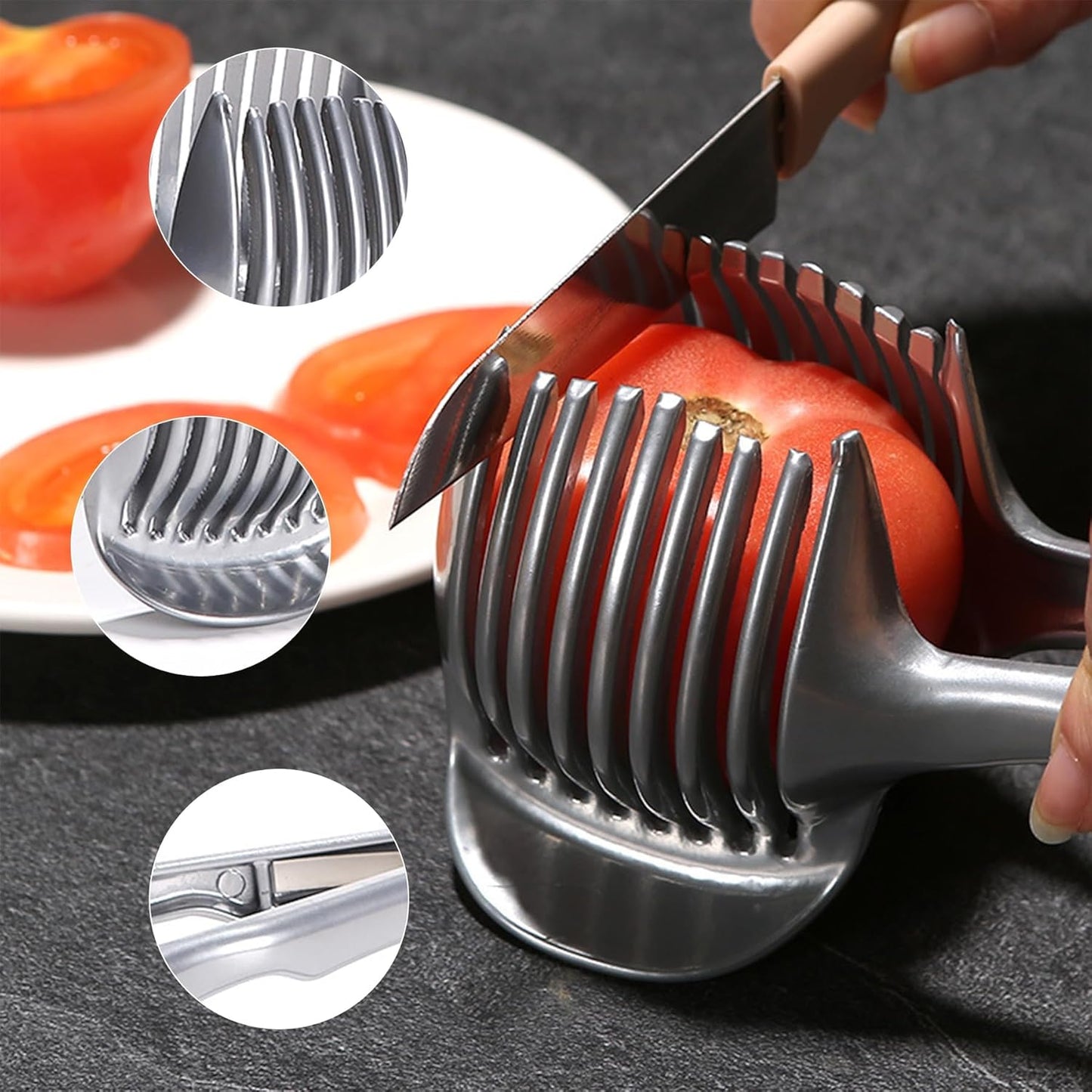 Herramienta de corte de verduras de acero inoxidable con agarre seguro