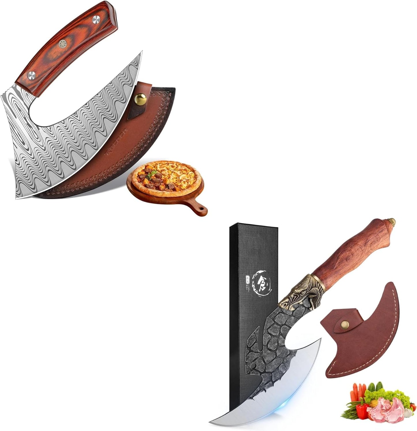 Cortador pizza Ulu cuchillo vikingo dragón multiuso