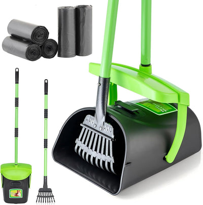 Kit cubo giratorio rastrillo 100 bolsas desechos perros 36.6pulg