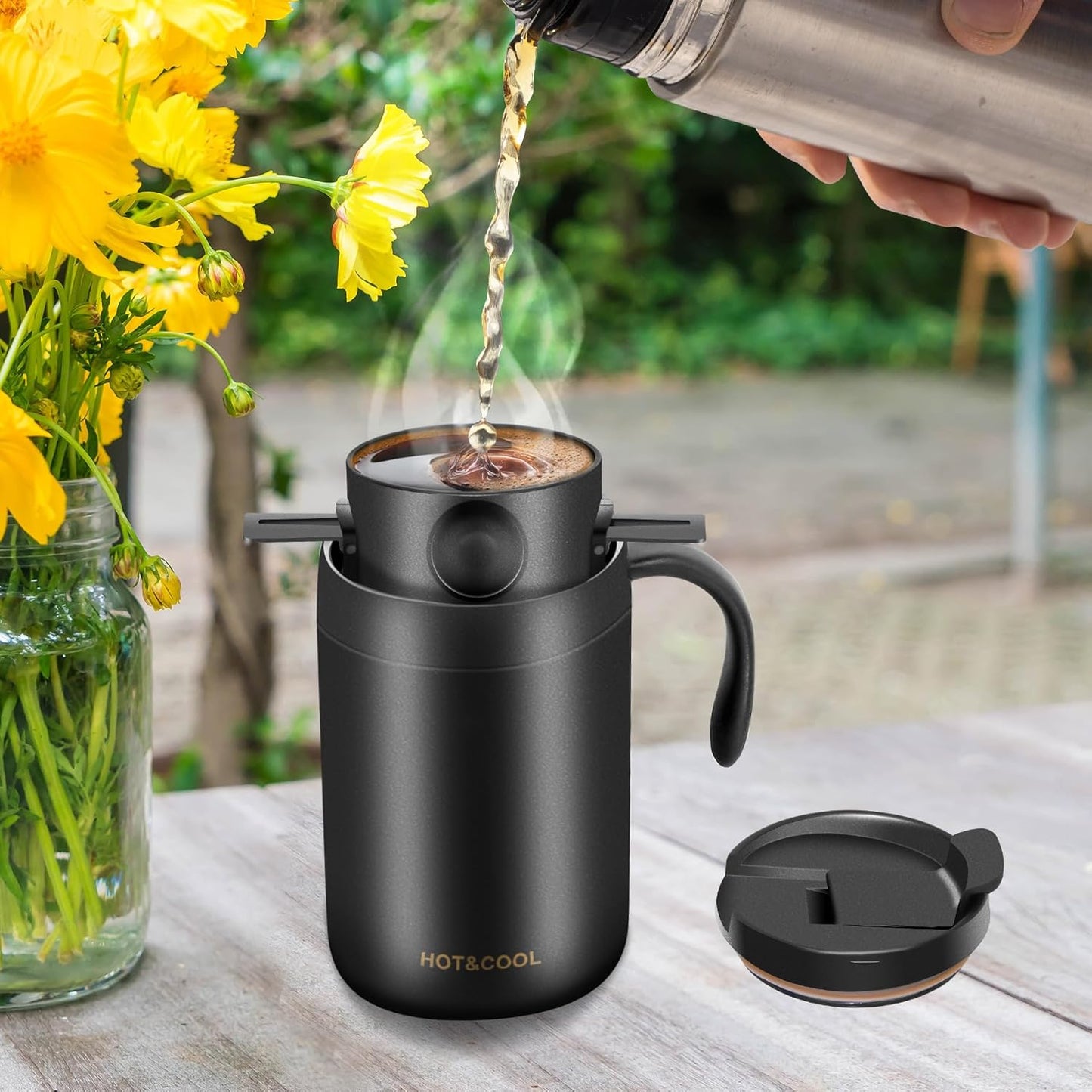 Cafetera portátil 16oz para camping y viajes