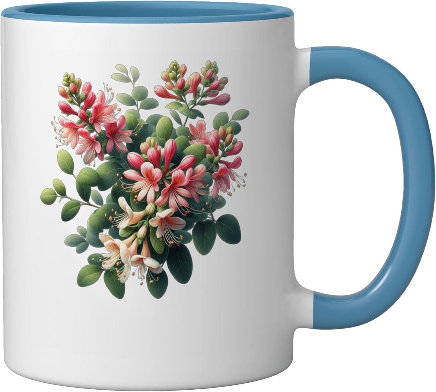 Taza Cerámica Flor de Miel Azul/Blanco