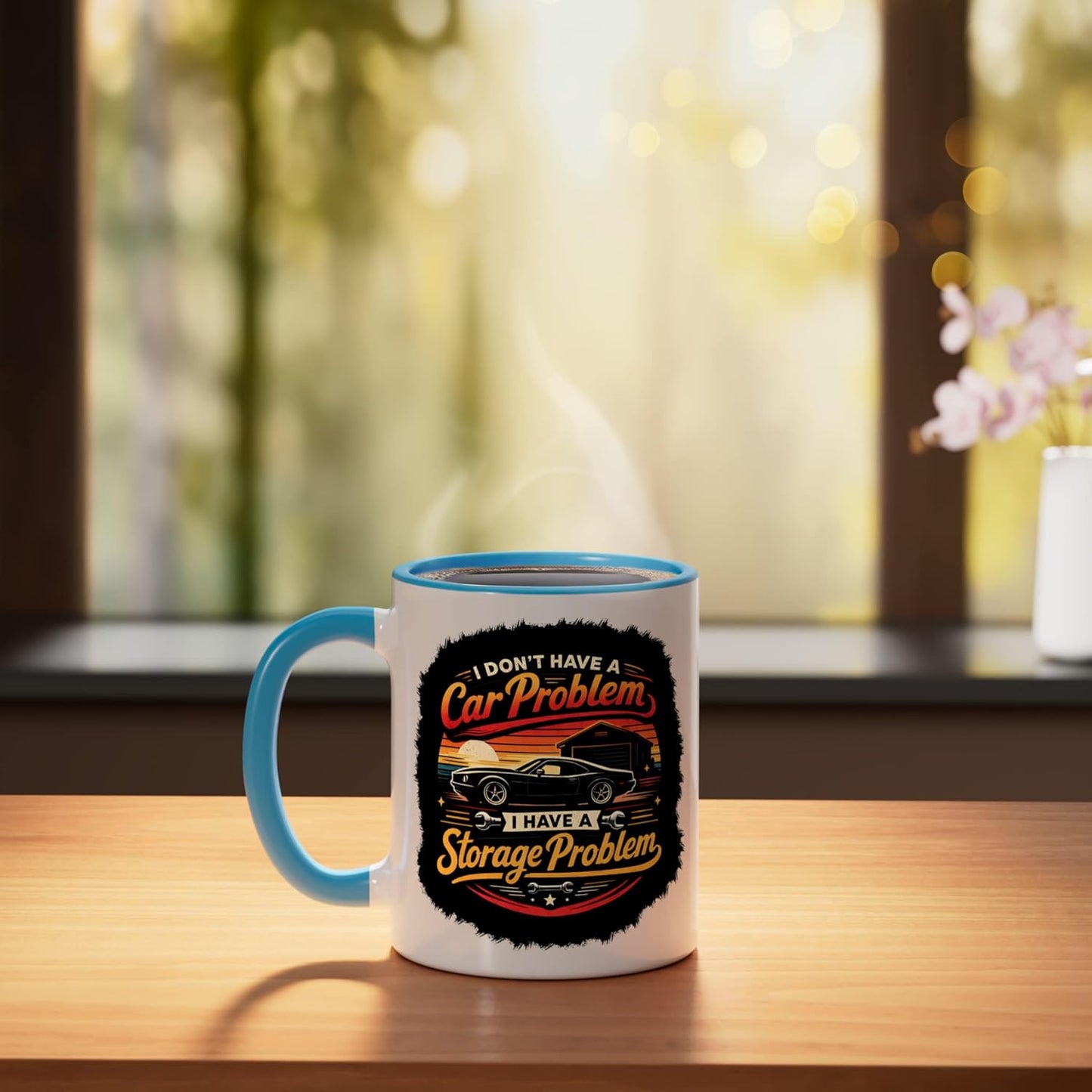 Taza cerámica Car Guy Garage Humor azul/blanco