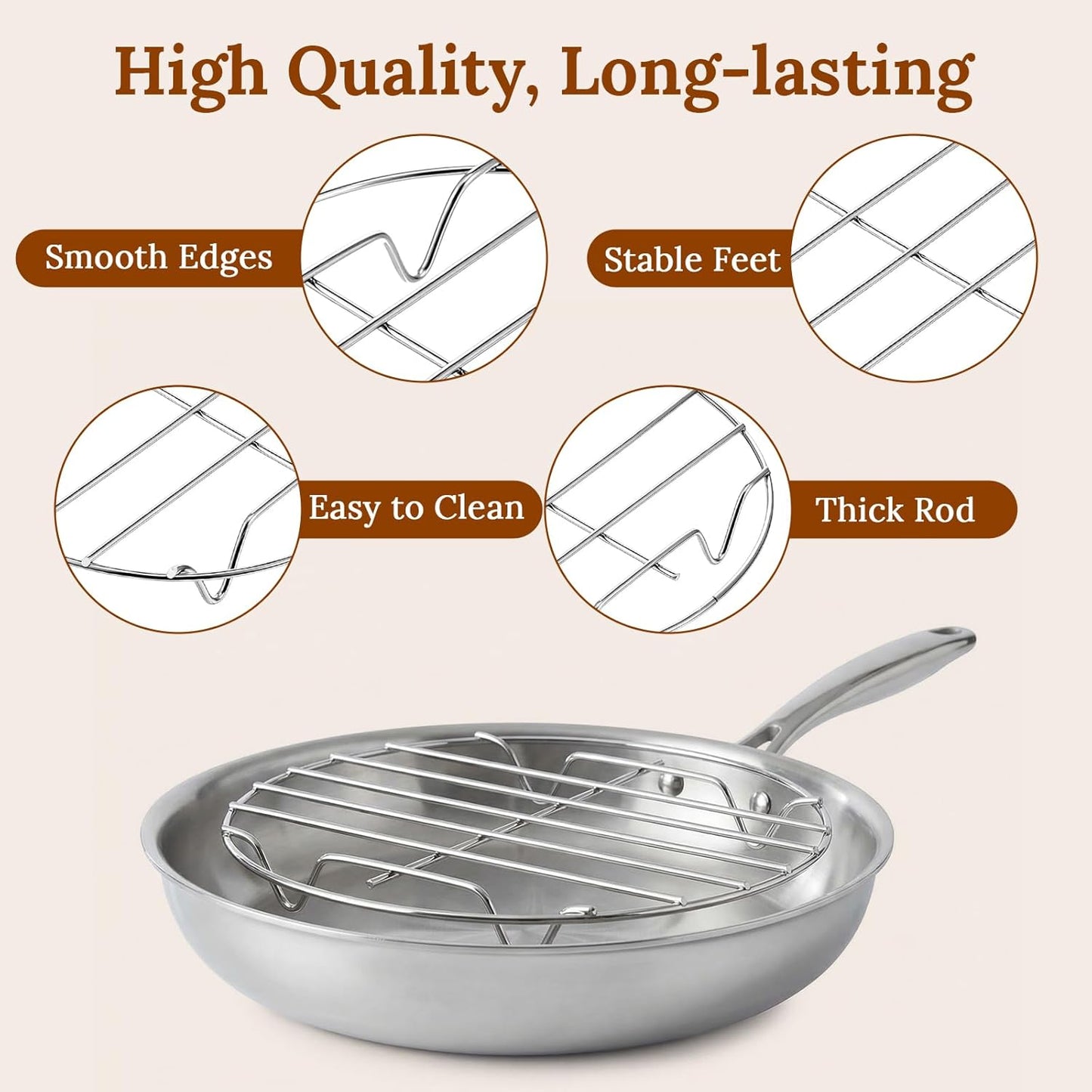 Estante de vapor acero inoxidable para asar y cocinar en cocina y exteriores