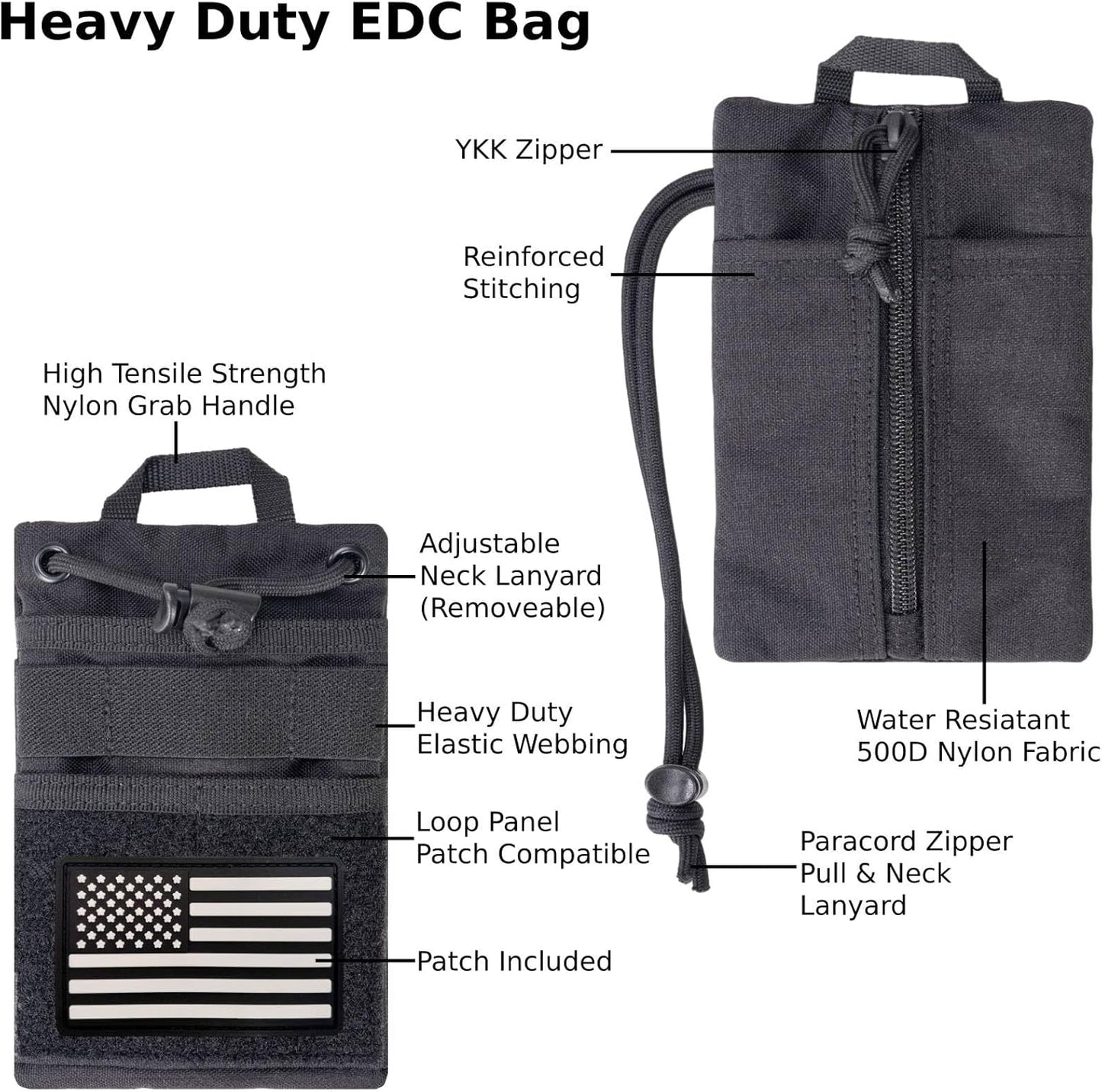 Bolsa EDC organizadora con cremallera y cordón