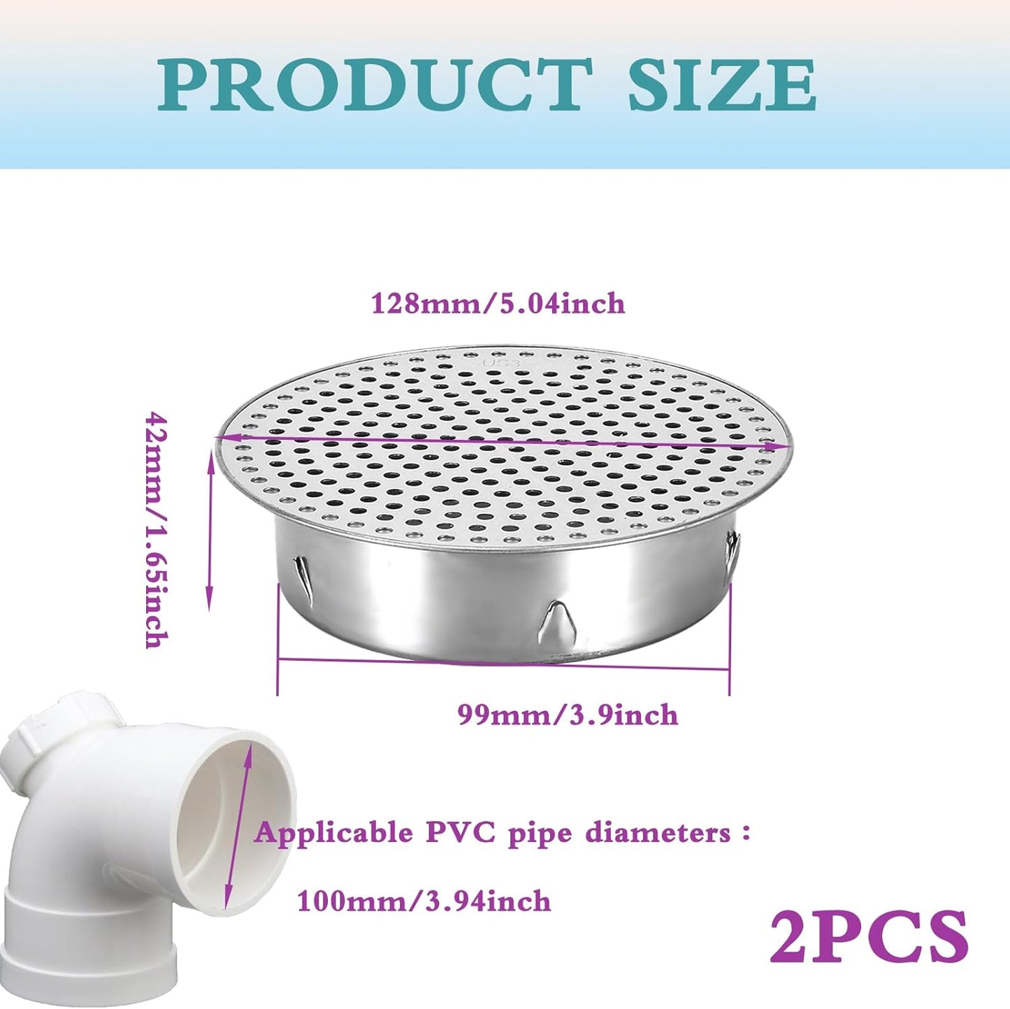 2 Tapos PVC 4pulg para Ventilación Tapa Malla Acero Inox