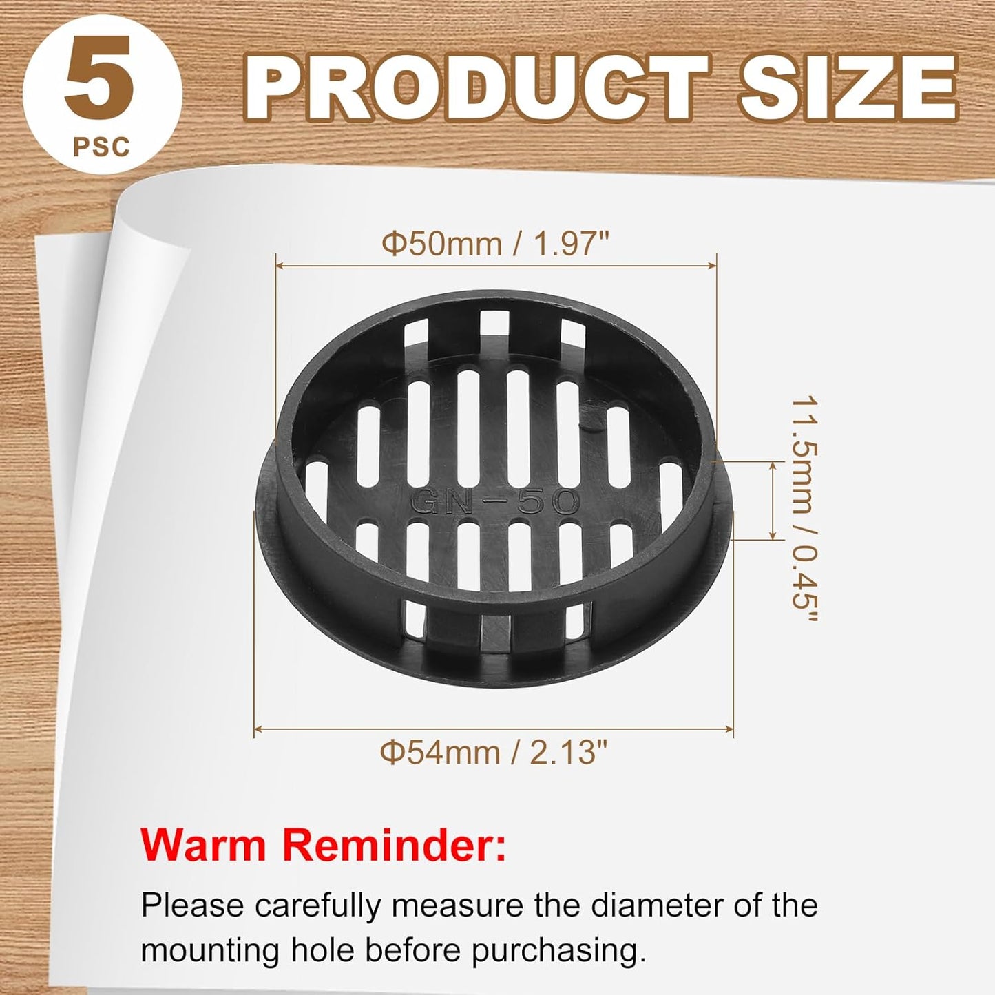5 Pzas Ventilación Redonda Plástico 1.97pulg para Baño Hogar