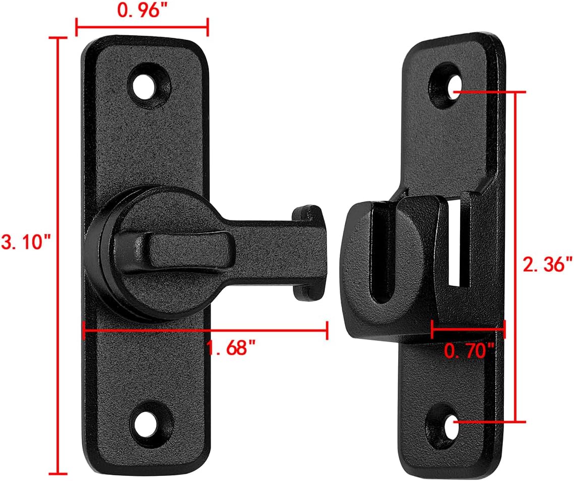 Pestillo puerta granero 90/180 grados negro mate