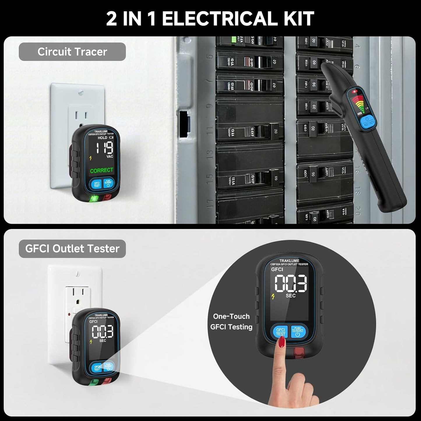 Probador disyuntores GFCI con pantalla LCD