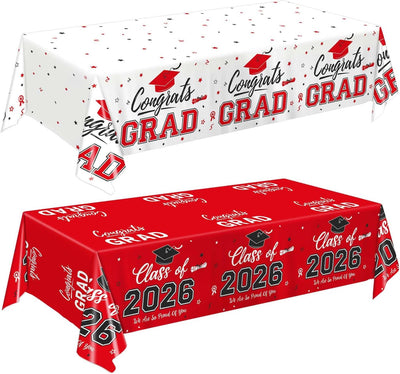 Mantel plastico rojo para graduacion 2026 paquete de 2