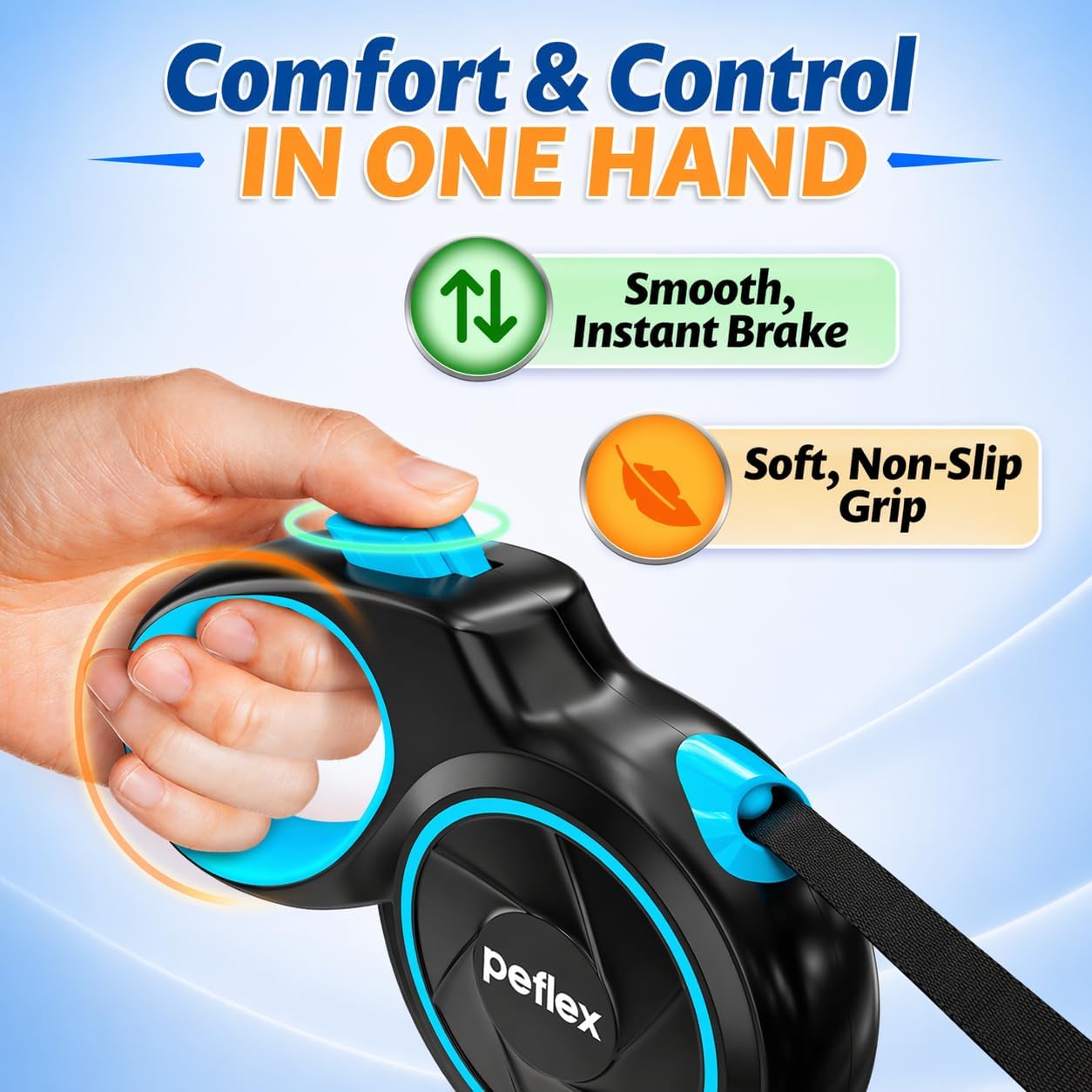 Correa retráctil perros 10-120lb 16.4ft nailon control 360° freno