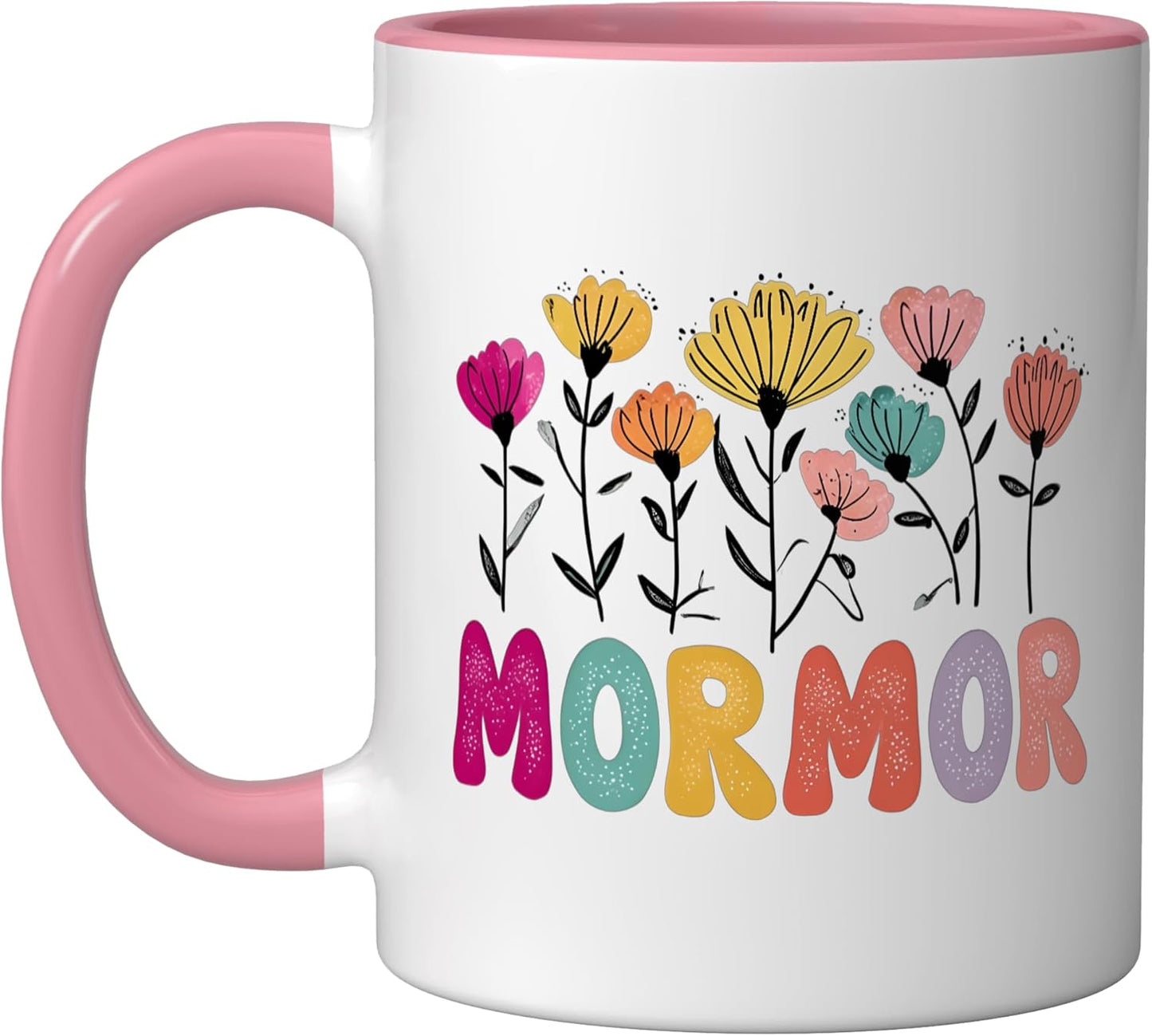 Taza cerámica MorMor floral rosa/blanco