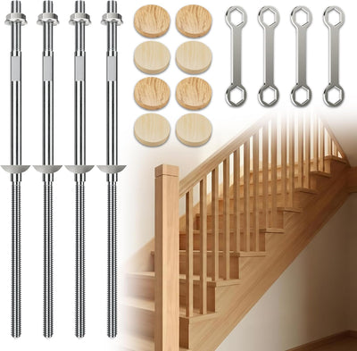 Kit 4 anclajes poste 11pulg para escaleras madera y concreto