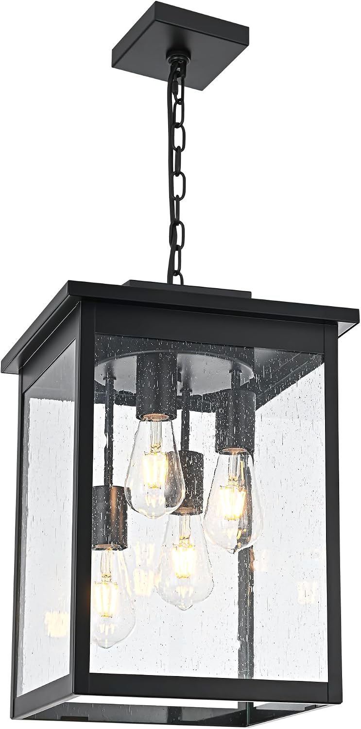 Lámpara colgante 4 luces exterior negro impermeable E26