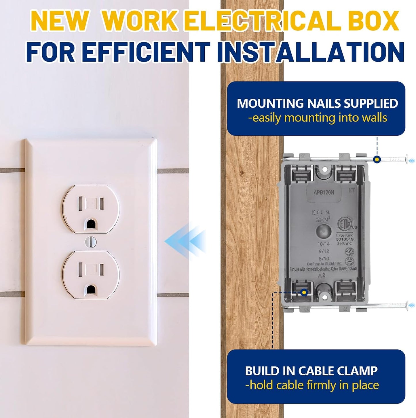 Caja salida eléctrica PVC gris 20 pulg cubicas ETL