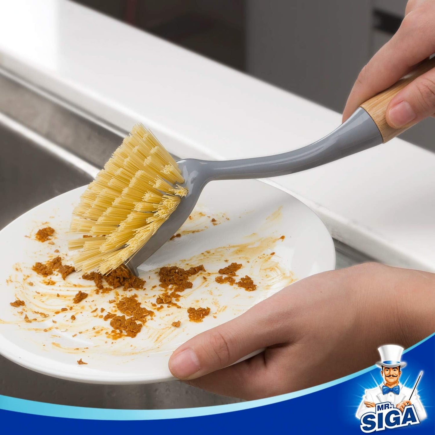Cepillo platos mango bambú 2 Pzas