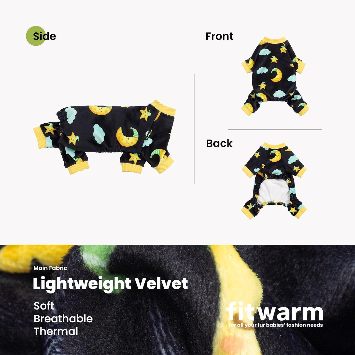 Pijama polar para perros pequeños y niños negro amarillo L