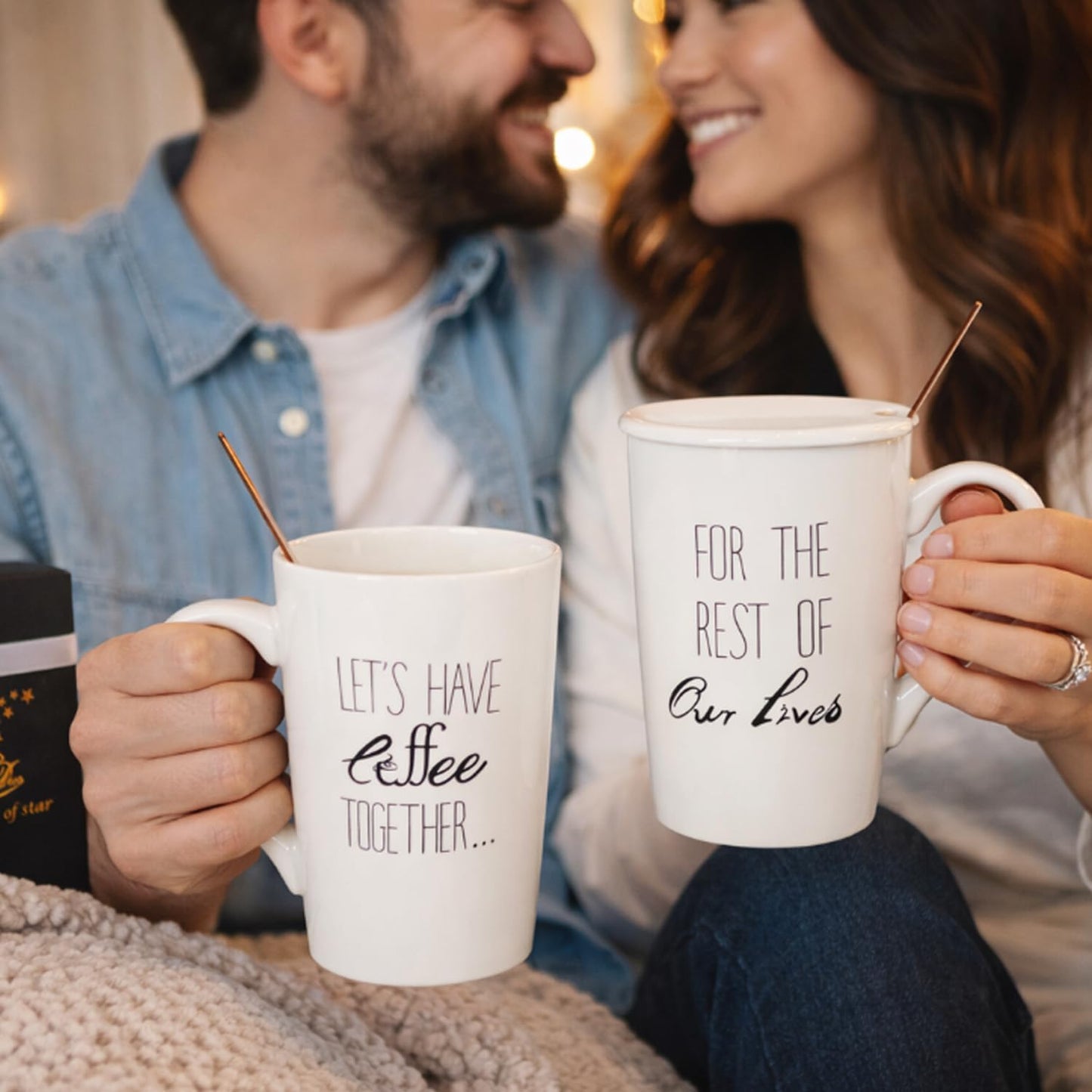 Juego de tazas de compromiso para pareja, regalo de boda y aniversario