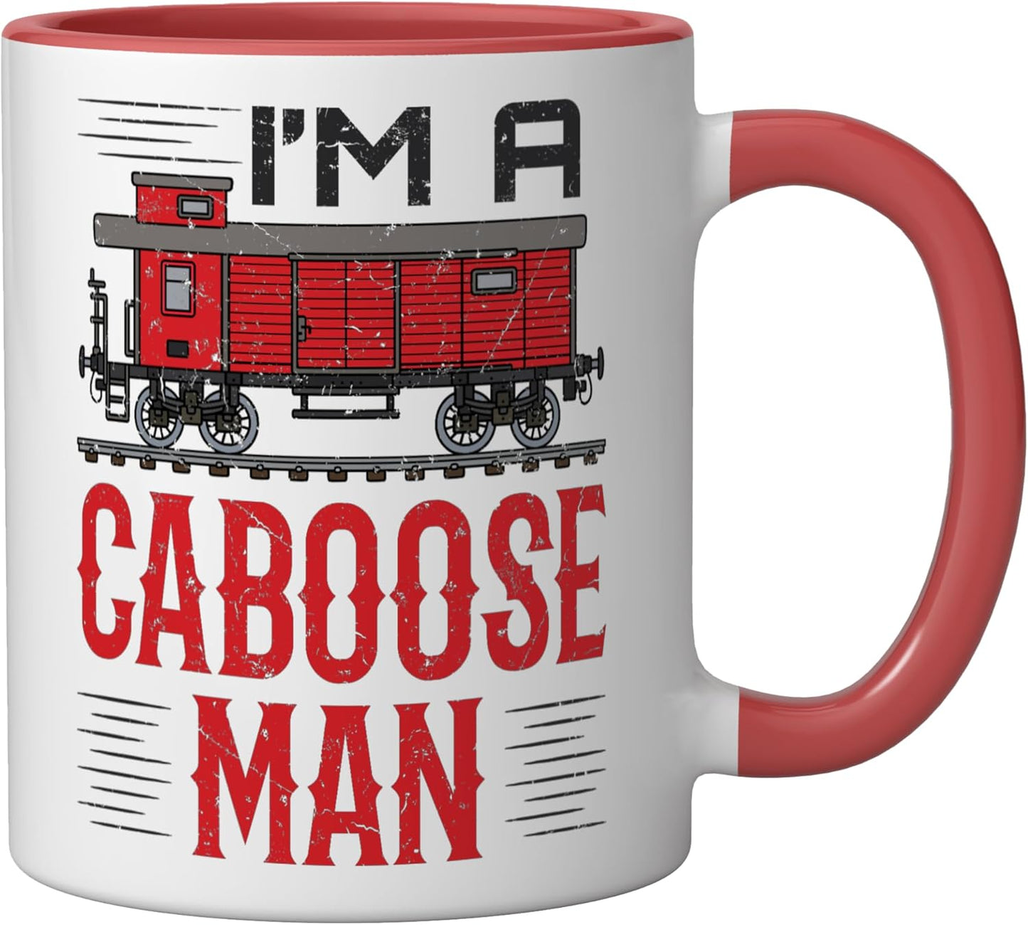Taza Cerámica Tren Roja Blanca