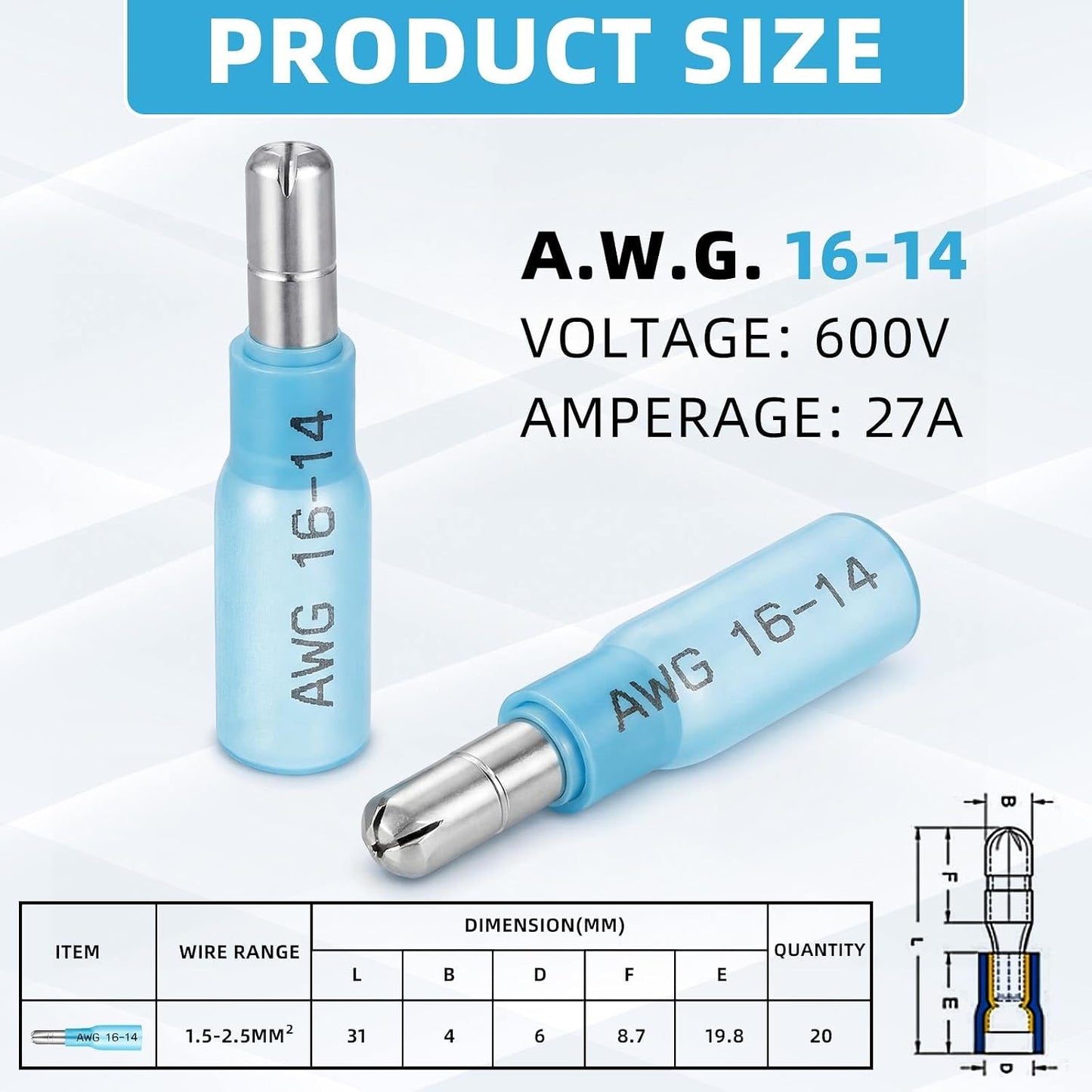 Set 600 Conectores Macho Awg16-14 Termorretráctiles Marinos
