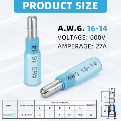 Set 600 Conectores Macho Awg16-14 Termorretráctiles Marinos