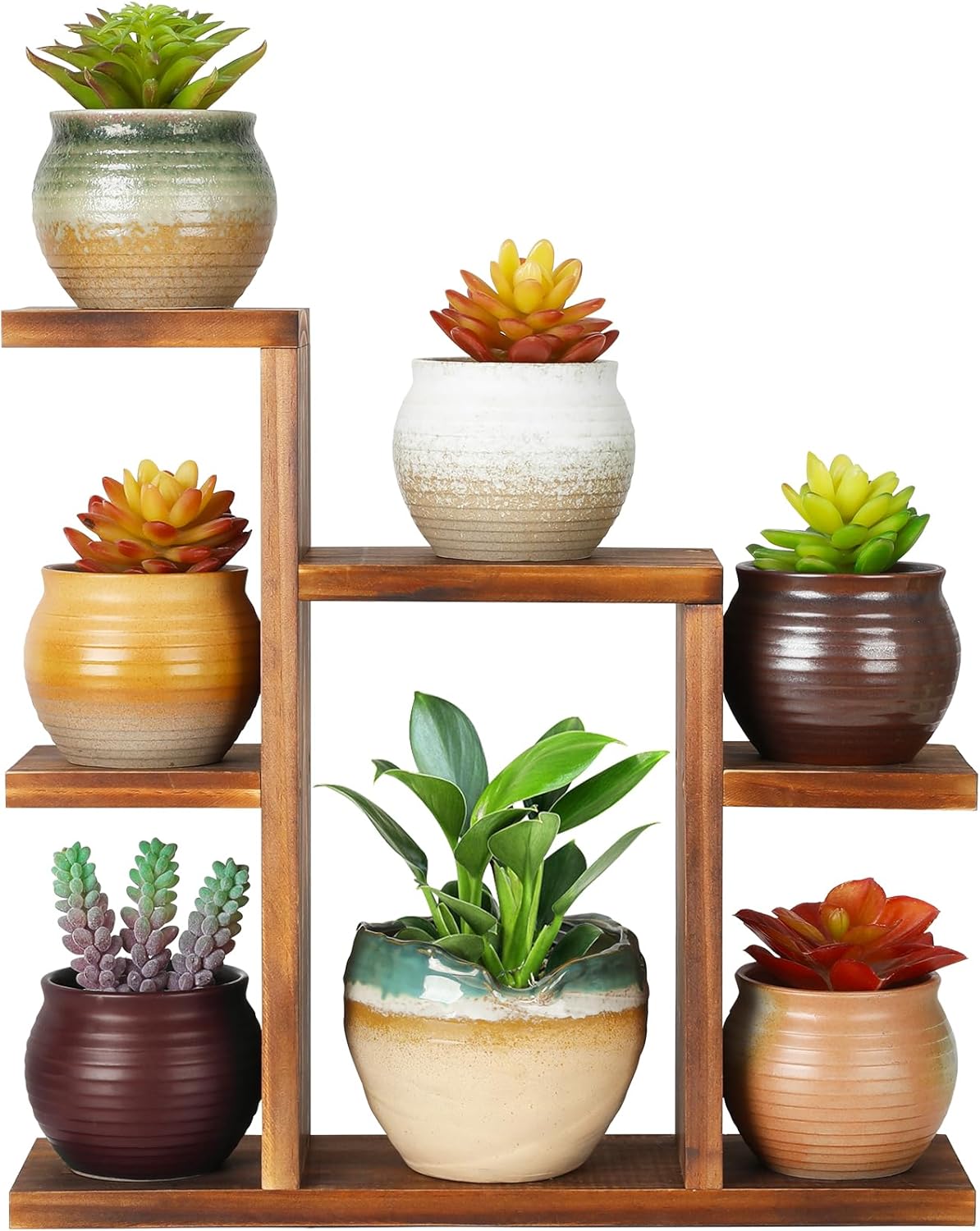 Soporte 7 niveles para plantas escritorio madera