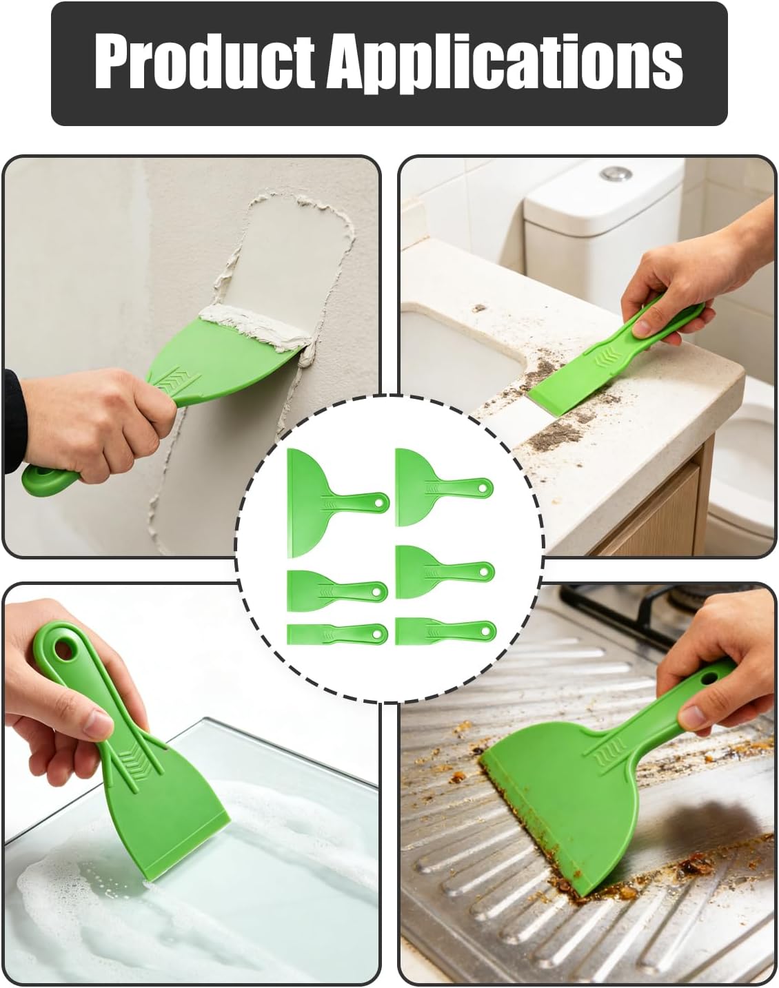 Set 12 Cuchillos Plástico Masilla y 6 Raspadores Flexibles